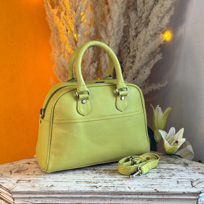 Recycled Coloured Leather Boston Bag, Vintage Style Top Handle Crossbody Handbag - JayKayBoutiqueOnline