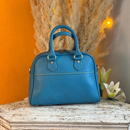 Recycled Coloured Leather Boston Bag, Vintage Style Top Handle Crossbody Handbag - JayKayBoutiqueOnline