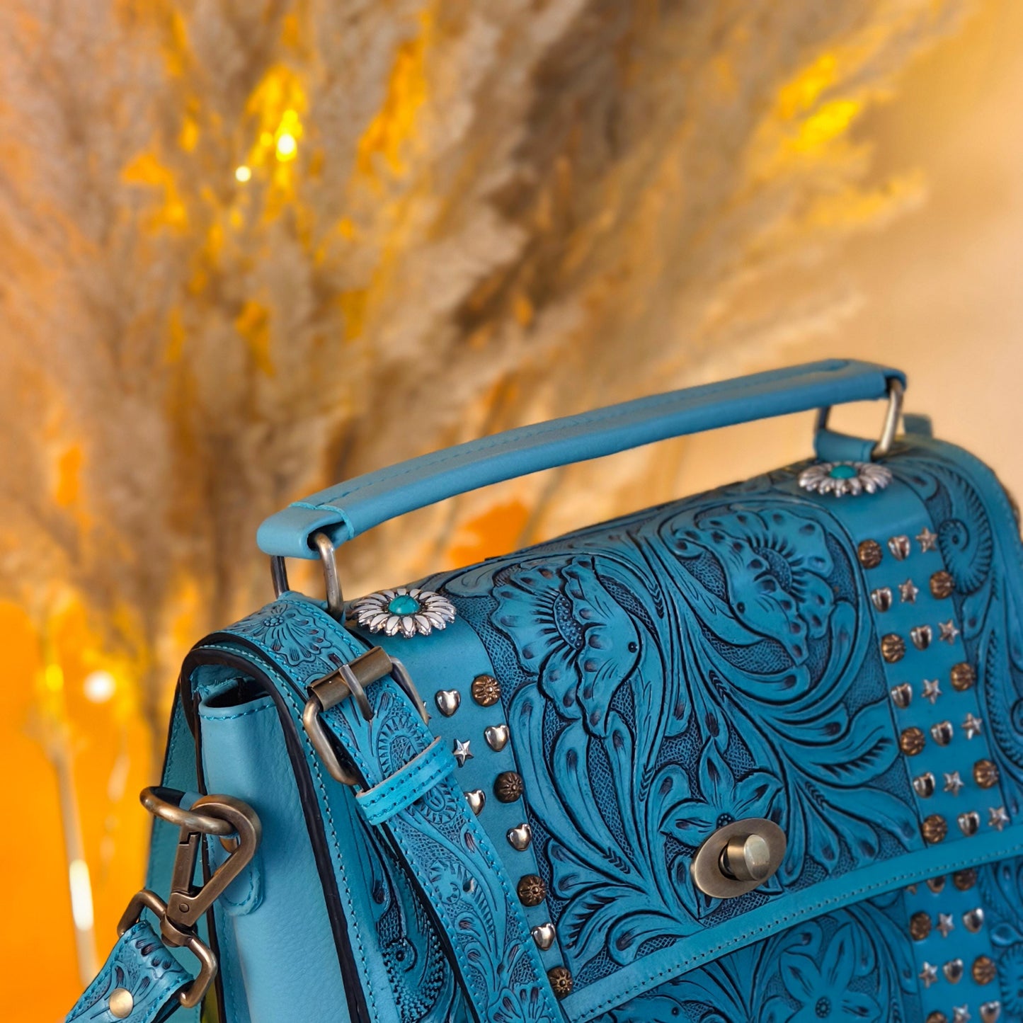 Moon Hand Tooled Full Grain Leather Bag - JayKayBoutiqueOnline