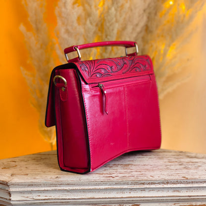 Moon Hand Tooled Full Grain Leather Bag - JayKayBoutiqueOnline