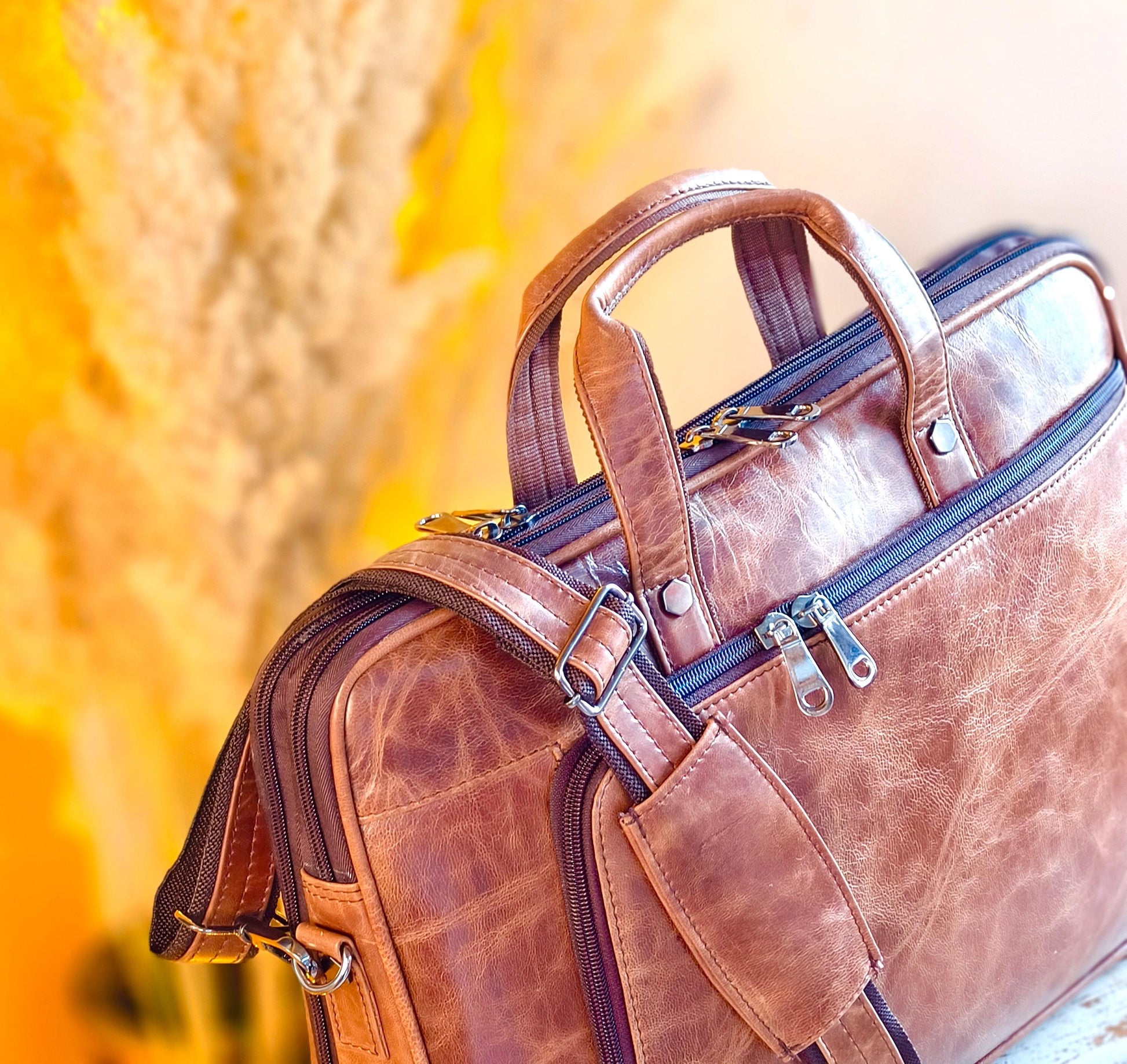Leather 17.5" Laptop Briefcase Satchel Bag - JayKayBoutiqueOnline
