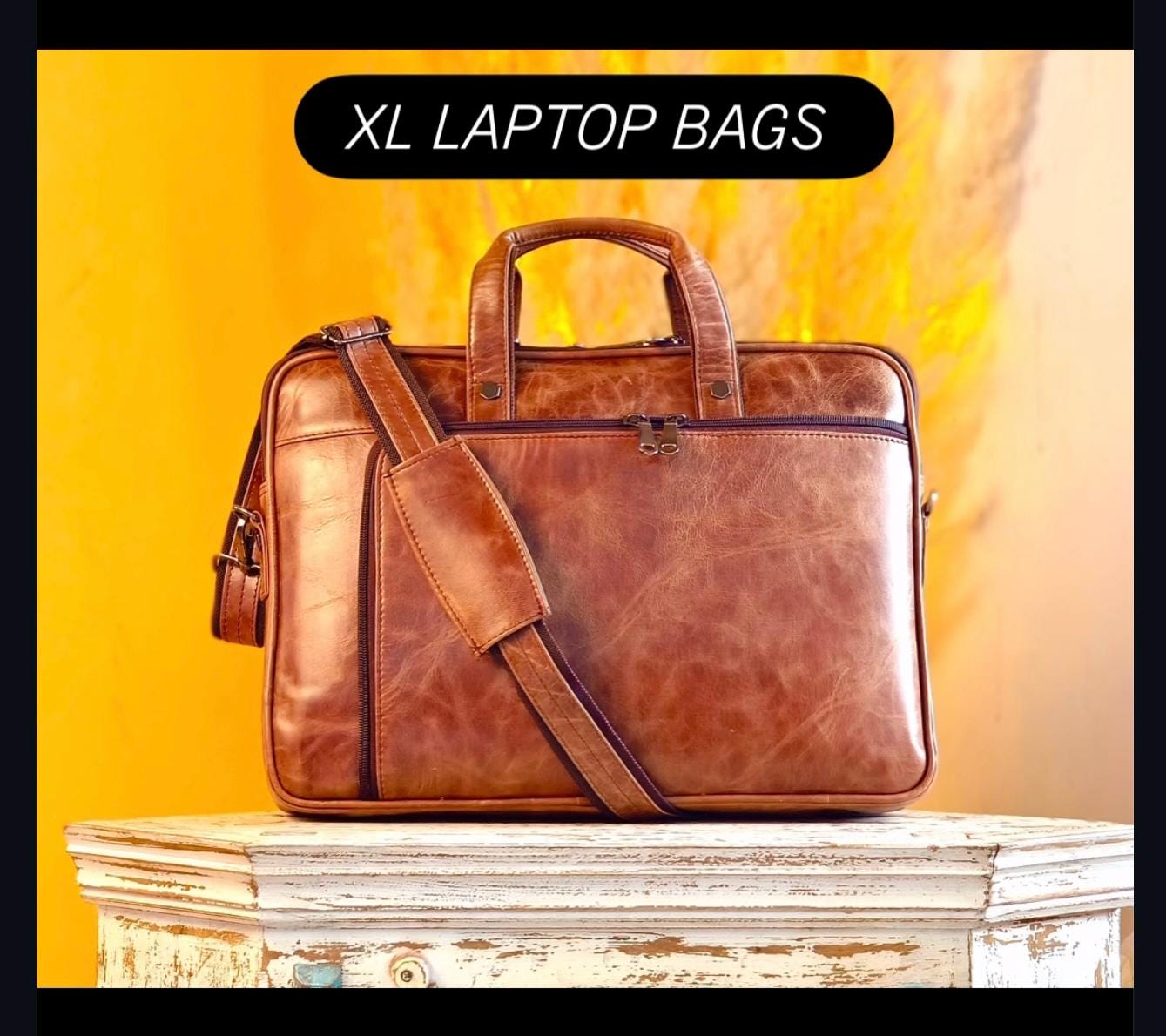 Leather 17.5" Laptop Briefcase Satchel Bag - JayKayBoutiqueOnline