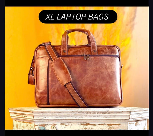 Leather 17.5" Laptop Briefcase Satchel Bag - JayKayBoutiqueOnline
