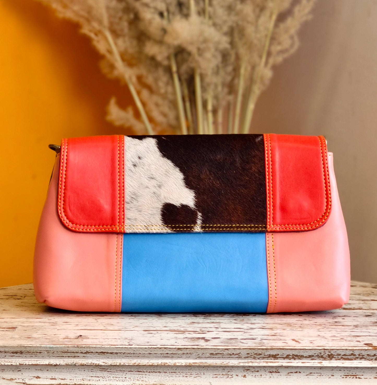 Block Coloured Leather Crossbody Bag - JayKayBoutiqueOnline