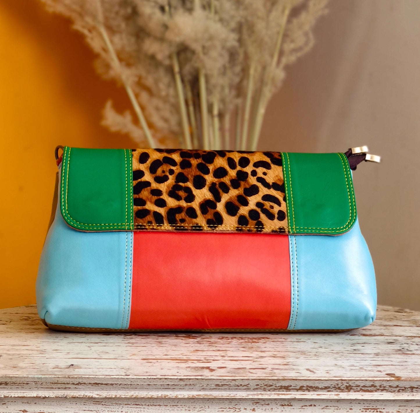 Block Coloured Leather Crossbody Bag - JayKayBoutiqueOnline