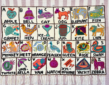 Handmade Alphabet Tapestry for Babies and Kids in Landscape Wall Hanging: Crewel Wool Embroidery ABC Wall Hanging Nursery Decor BabyShower - JayKayBoutiqueOnline