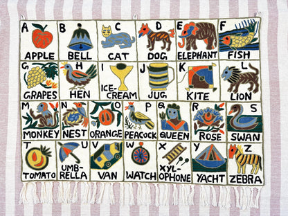 Handmade Alphabet Tapestry for Babies and Kids in Landscape Wall Hanging: Crewel Wool Embroidery ABC Wall Hanging Nursery Decor BabyShower - JayKayBoutiqueOnline