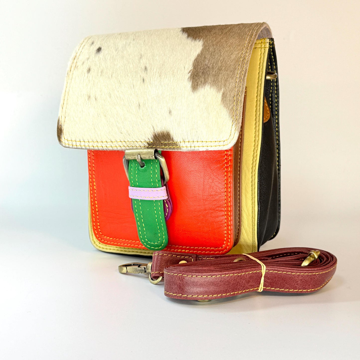 Recycled Coloured Leather Crossbody Bag - JayKayBoutiqueOnline
