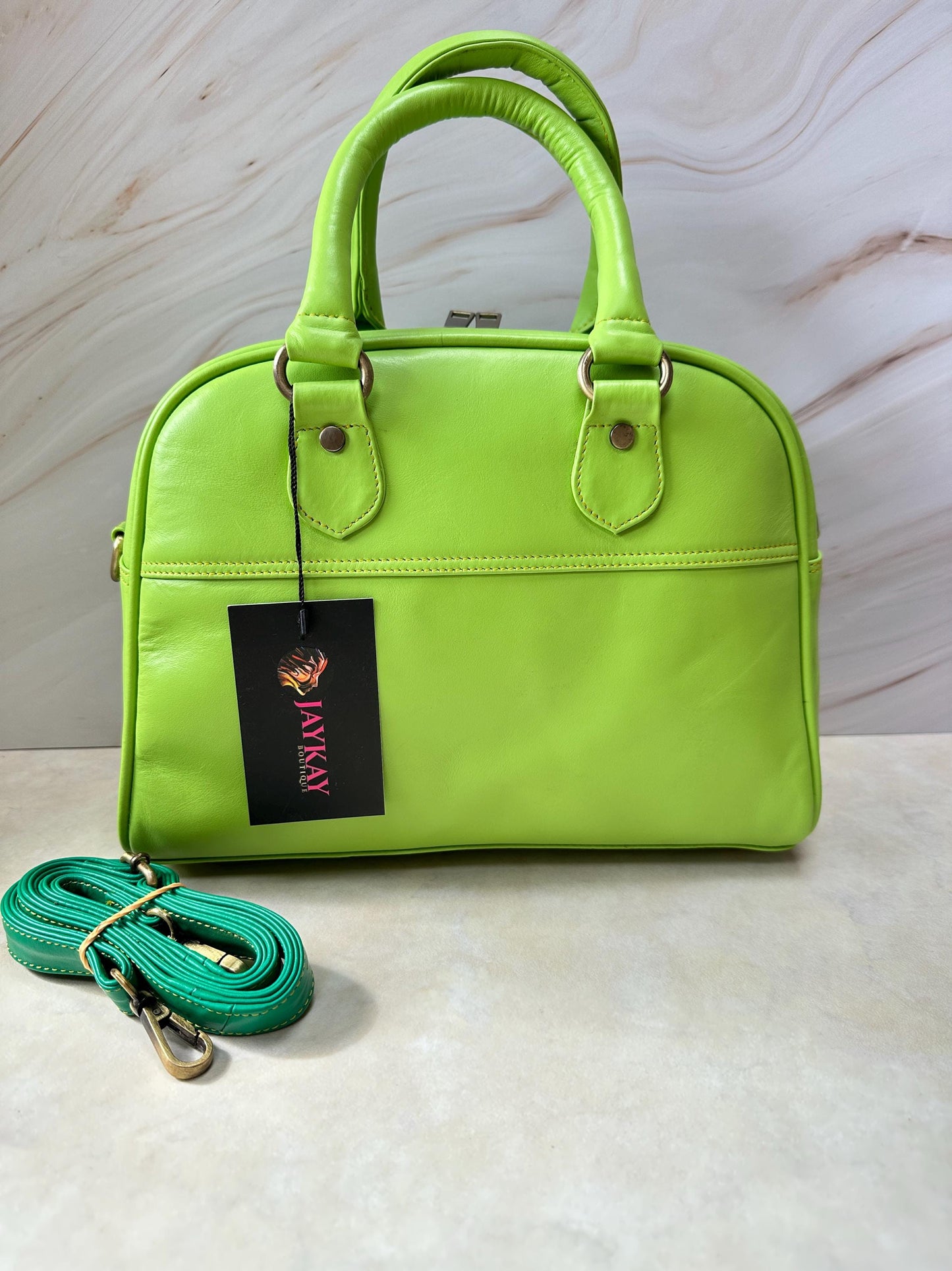 Recycled Coloured Leather Boston Bag, Vintage Style Top Handle Crossbody Handbag - JayKayBoutiqueOnline