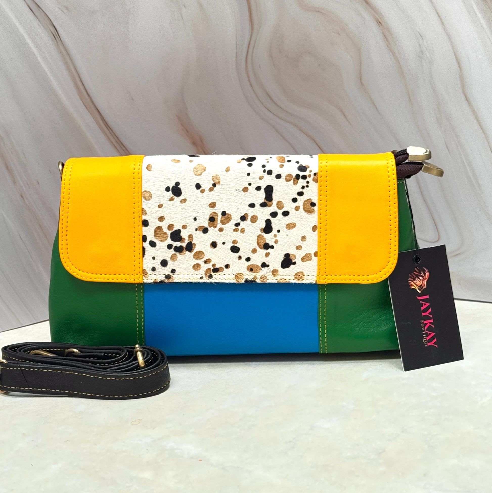 Block Coloured Leather Crossbody Bag - JayKayBoutiqueOnline