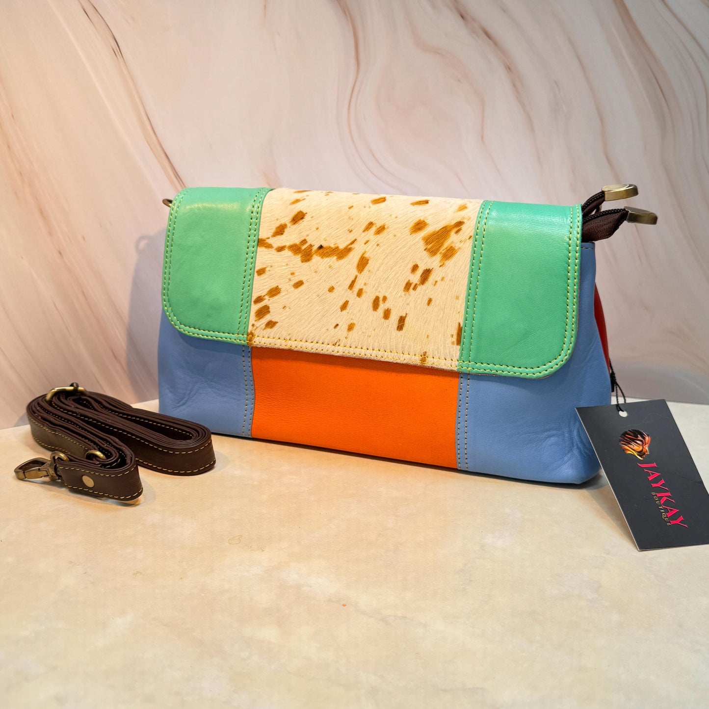Block Coloured Leather Crossbody Bag - JayKayBoutiqueOnline