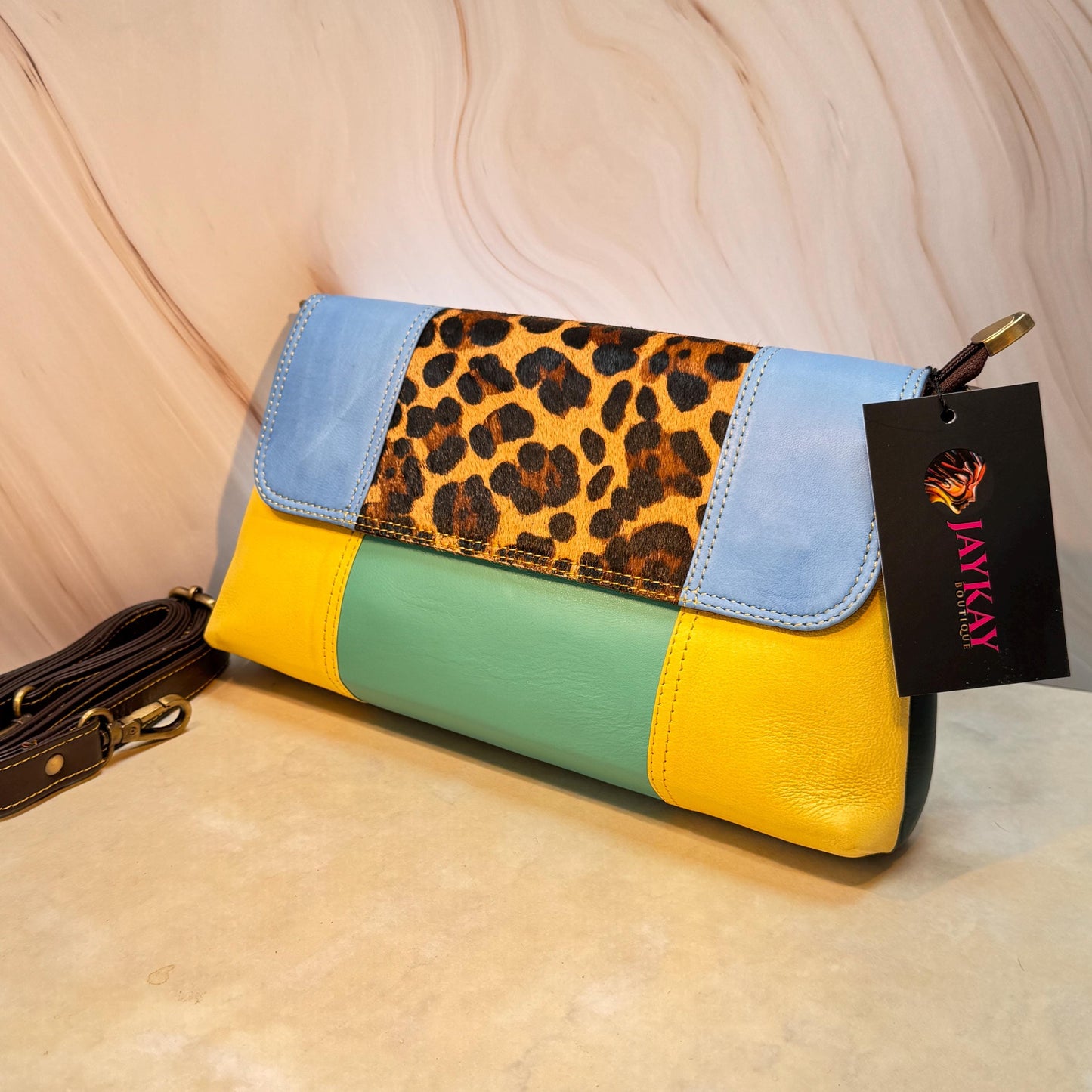 Block Coloured Leather Crossbody Bag - JayKayBoutiqueOnline