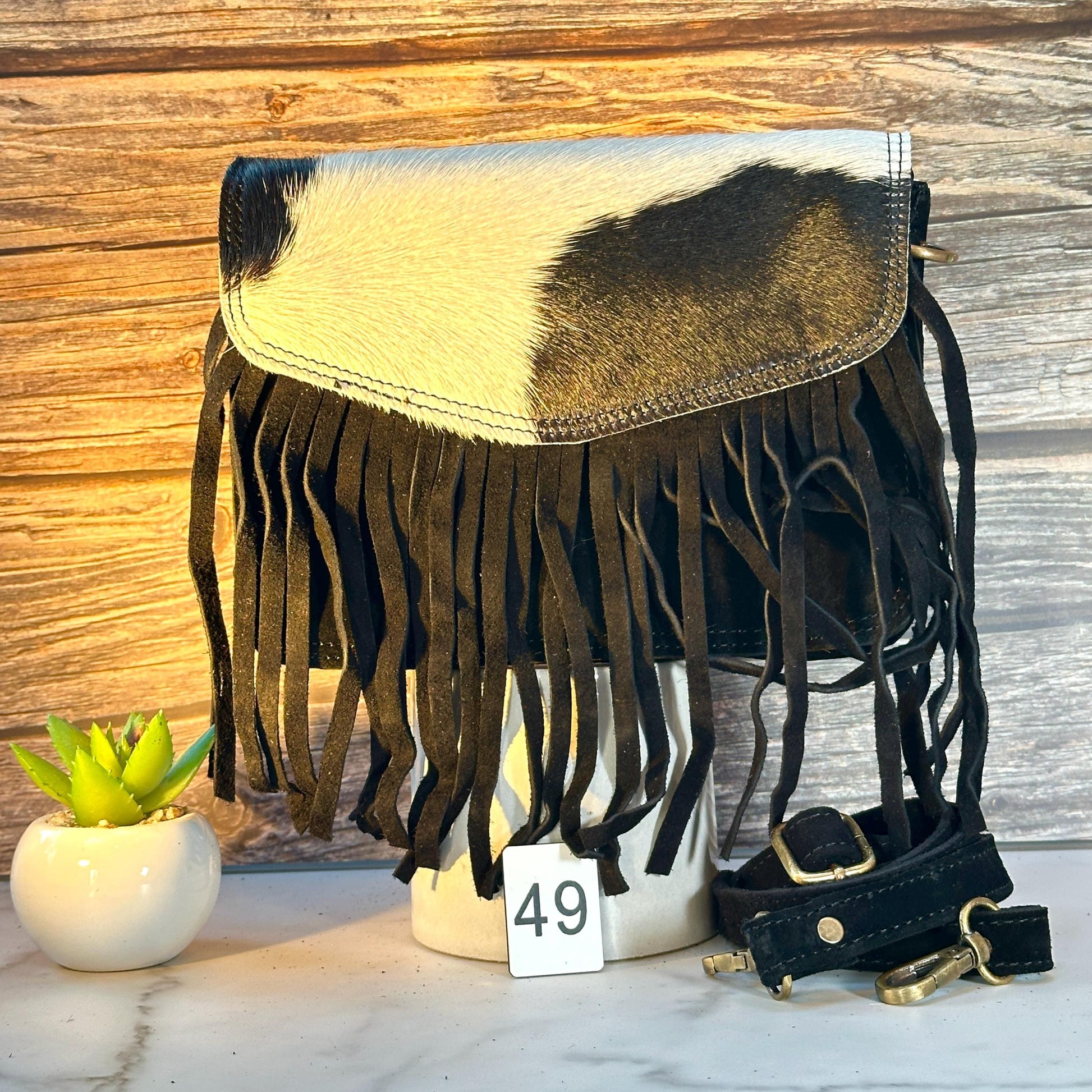 Suede Fringed Clutch Crossbody Bag with Detachable Strap - JayKayBoutiqueOnline