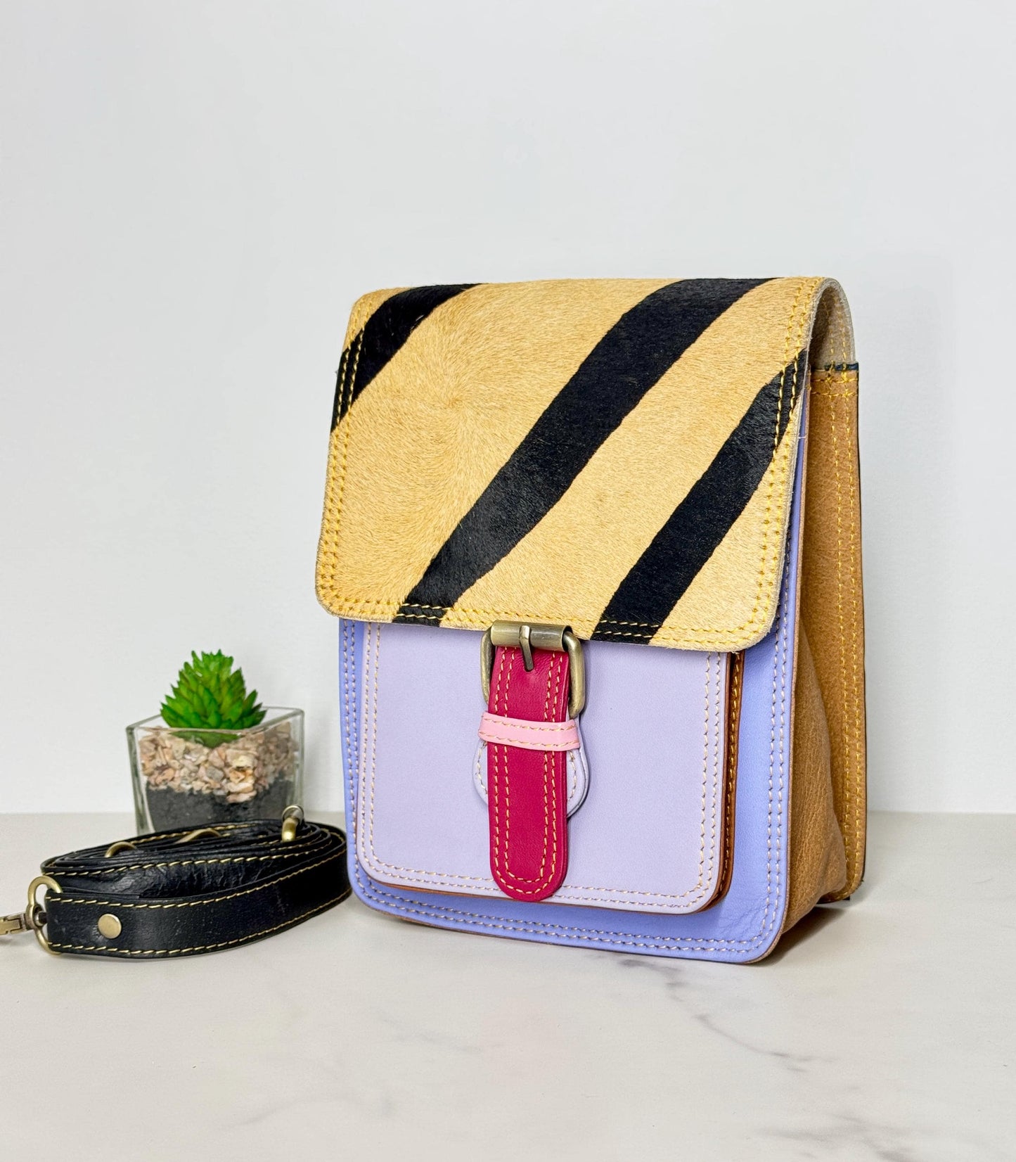 Recycled Coloured Leather Crossbody Bag - JayKayBoutiqueOnline