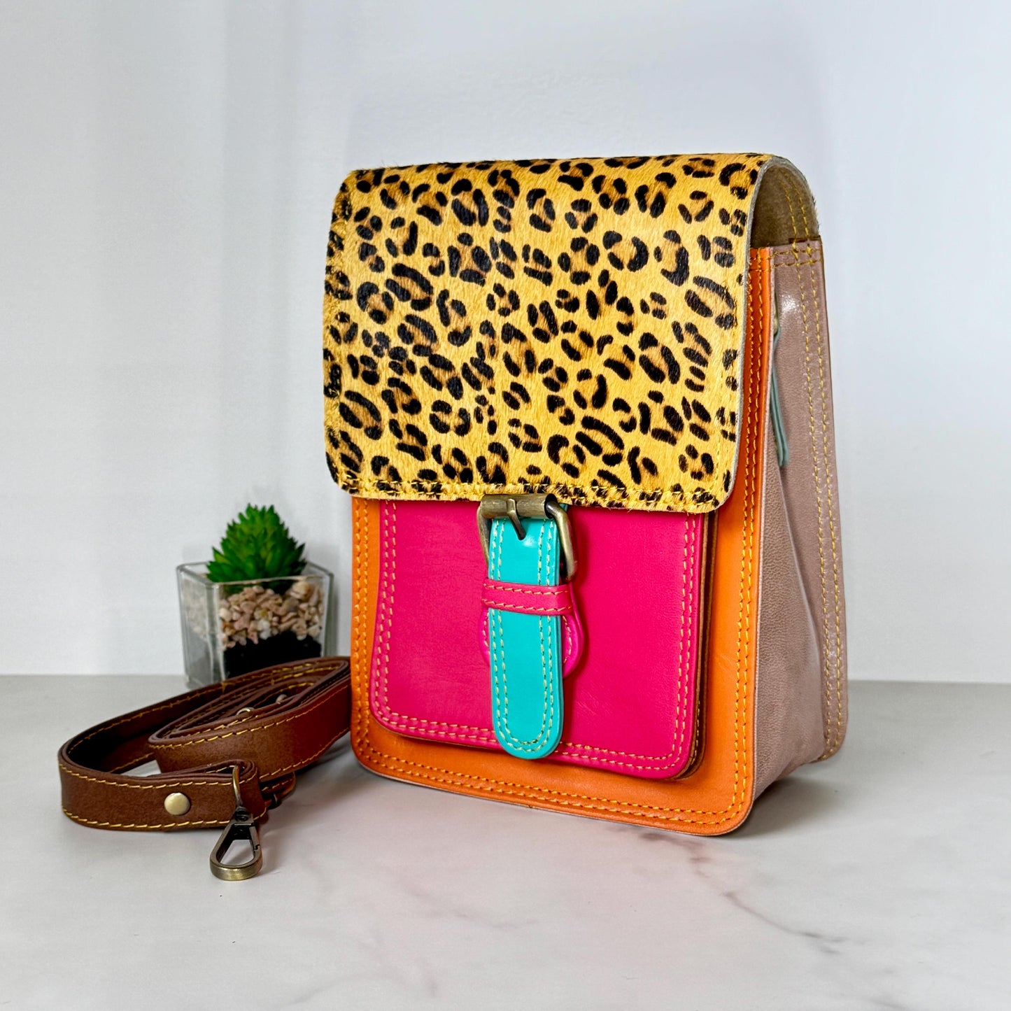 Recycled Coloured Leather Crossbody Bag - JayKayBoutiqueOnline