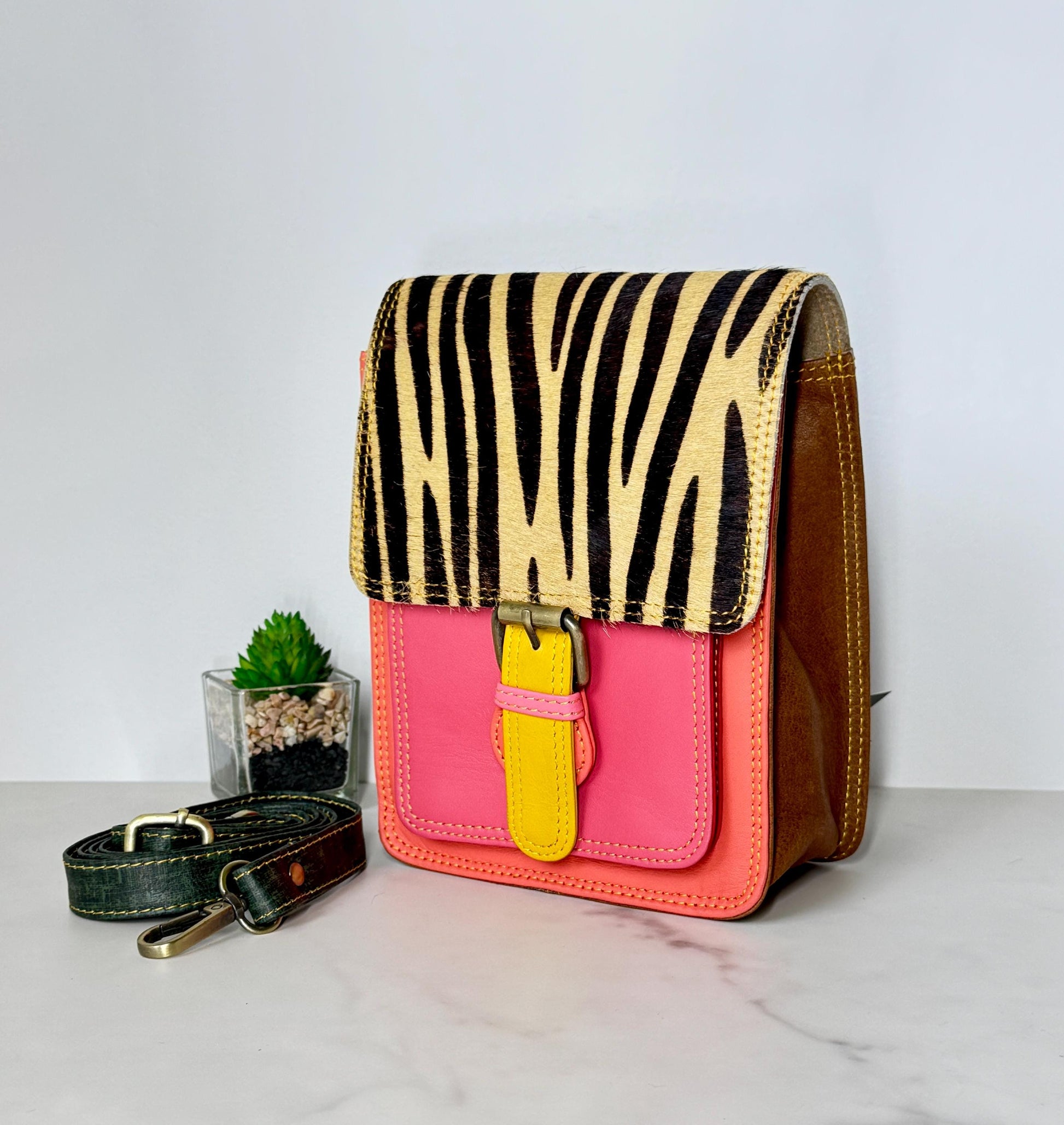 Recycled Coloured Leather Crossbody Bag - JayKayBoutiqueOnline