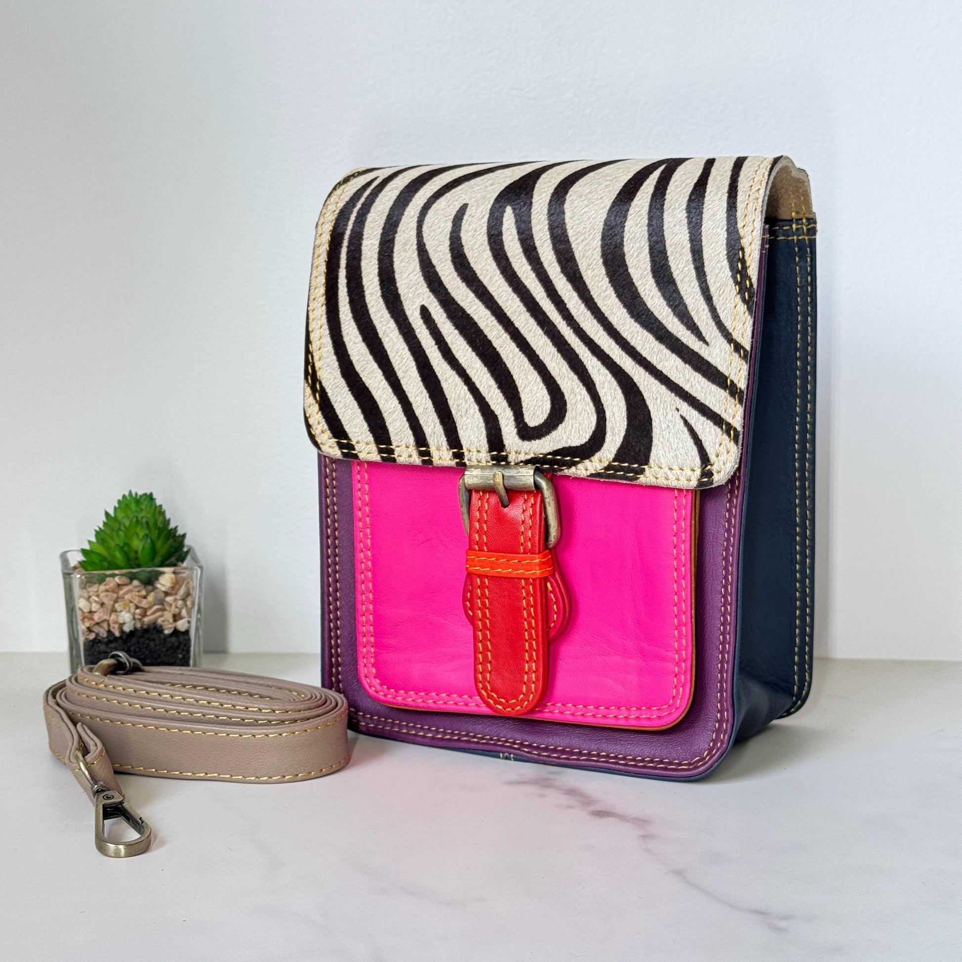 Recycled Coloured Leather Crossbody Bag - JayKayBoutiqueOnline