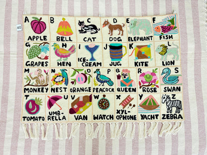 Handmade Alphabet Tapestry for Babies and Kids in Landscape Wall Hanging: Crewel Wool Embroidery ABC Wall Hanging Nursery Decor BabyShower - JayKayBoutiqueOnline