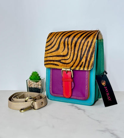Recycled Coloured Leather Crossbody Bag - JayKayBoutiqueOnline