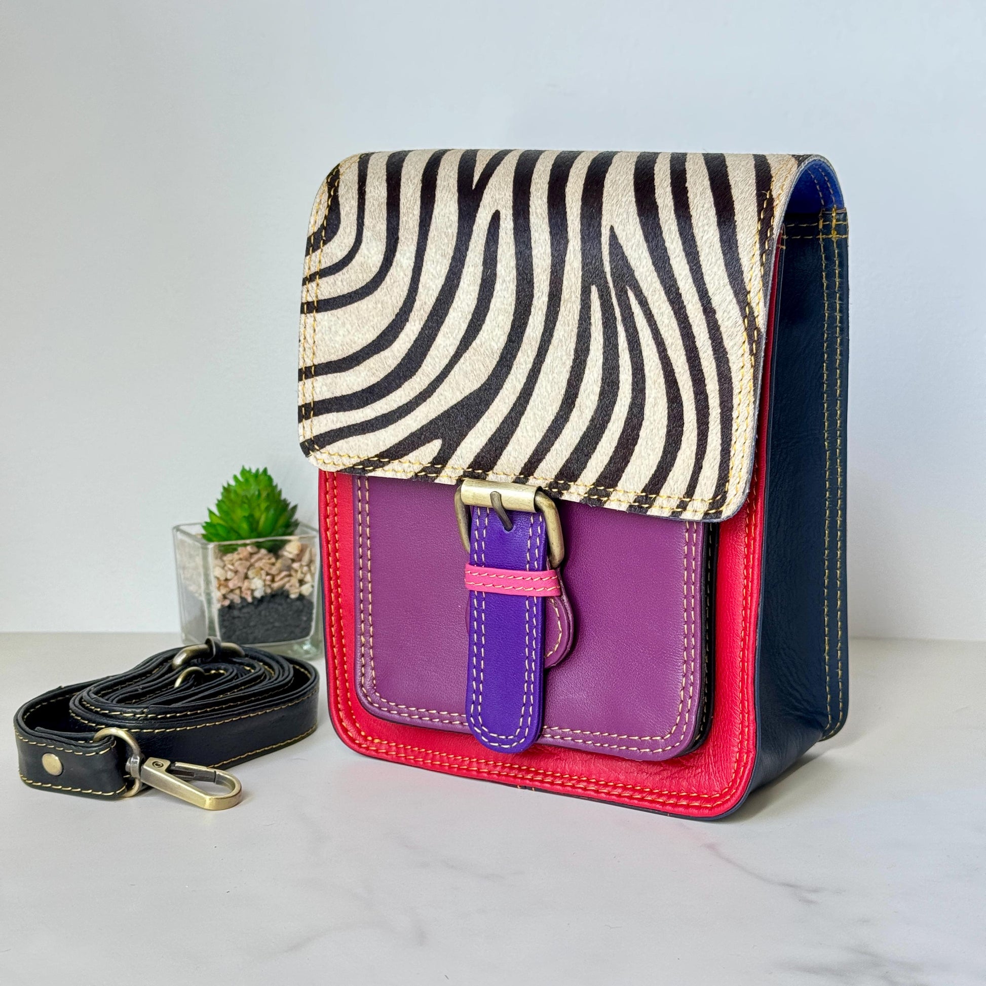 Recycled Coloured Leather Crossbody Bag - JayKayBoutiqueOnline