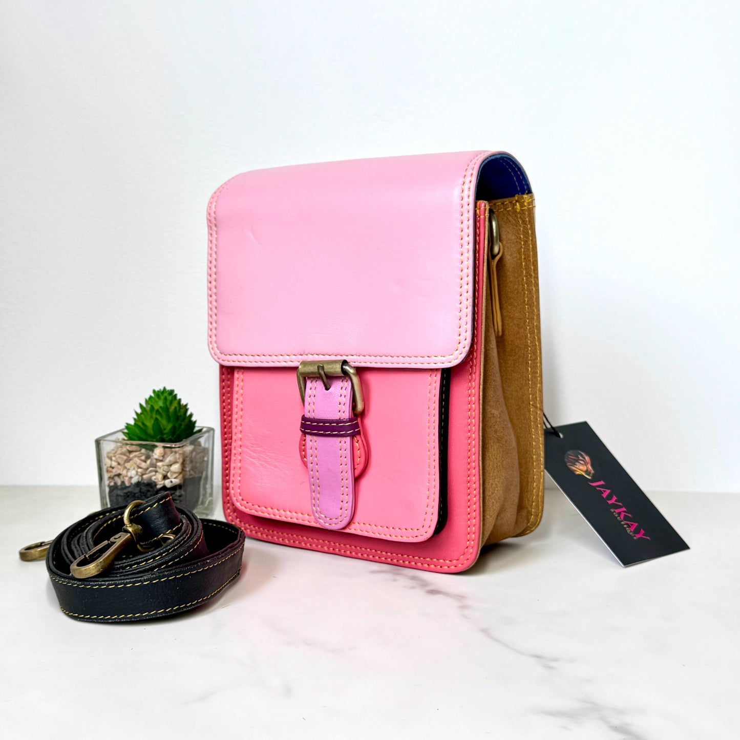 Recycled Leather Crossbody Max Phone Satchel Bag - JayKayBoutiqueOnline