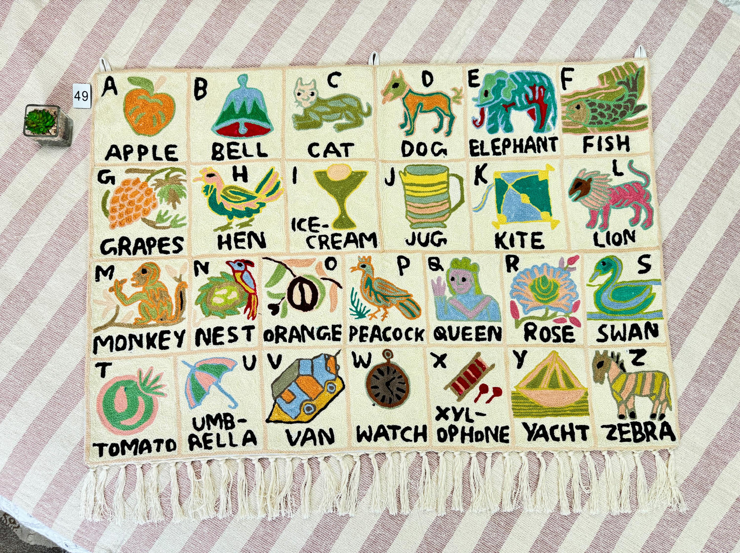 Handmade Alphabet Tapestry for Babies and Kids in Landscape Wall Hanging: Crewel Wool Embroidery ABC Wall Hanging Nursery Decor BabyShower - JayKayBoutiqueOnline