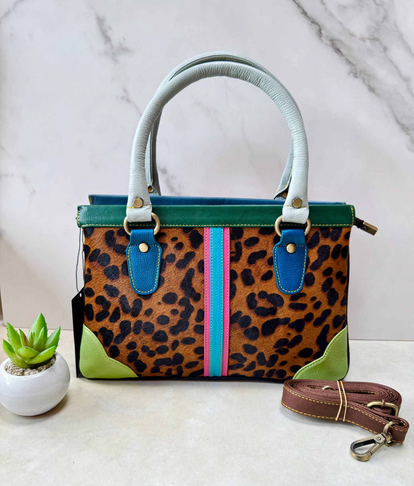 Coloured Leather Hair-on Hide Handbag - JayKayBoutiqueOnline