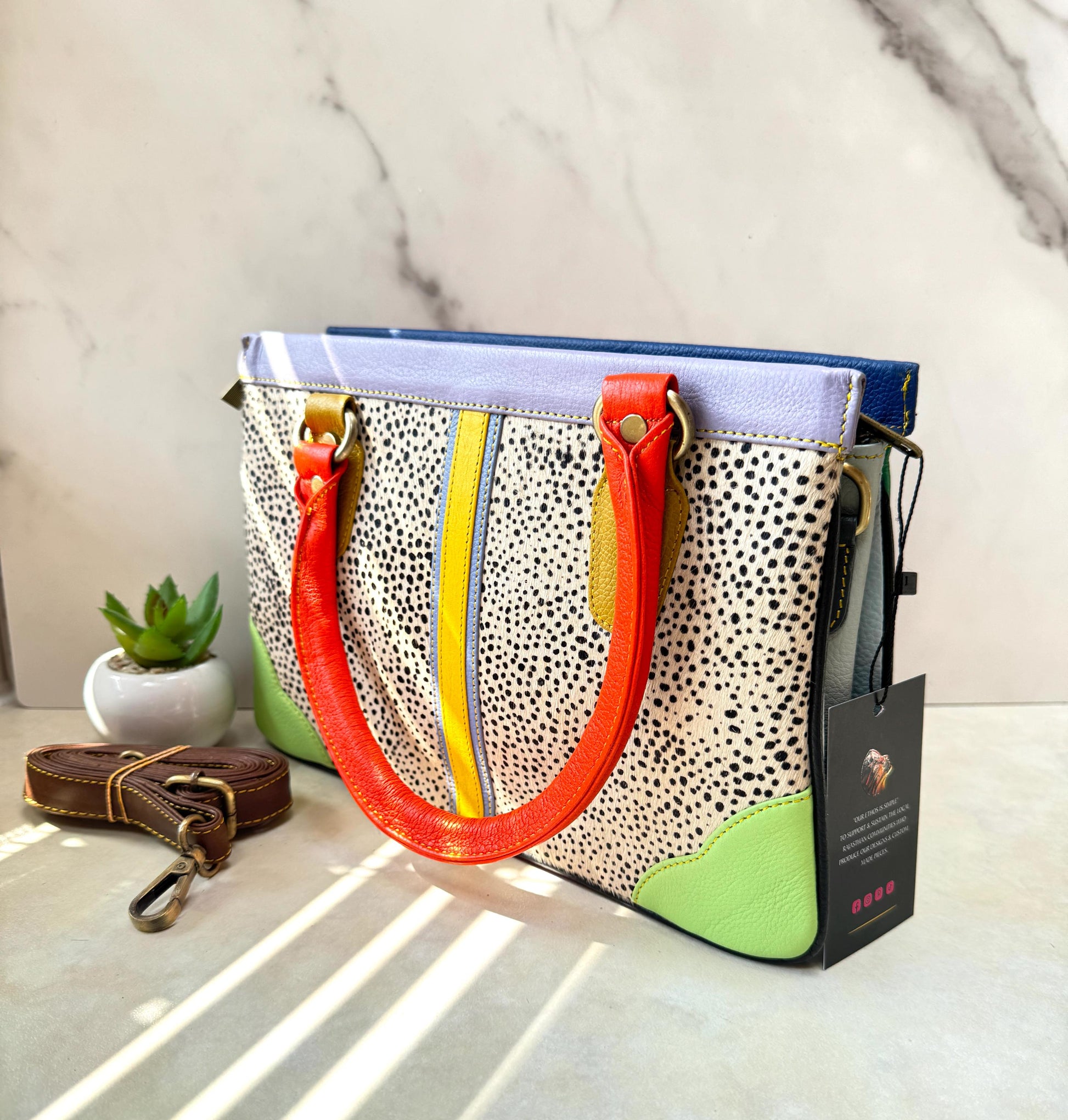 Coloured Leather Hair-on Hide Handbag - JayKayBoutiqueOnline
