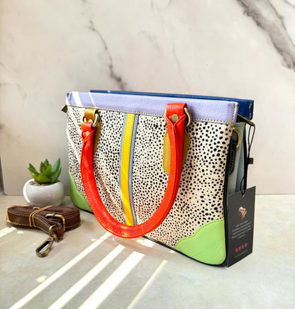 Coloured Leather Hair-on Hide Handbag - JayKayBoutiqueOnline
