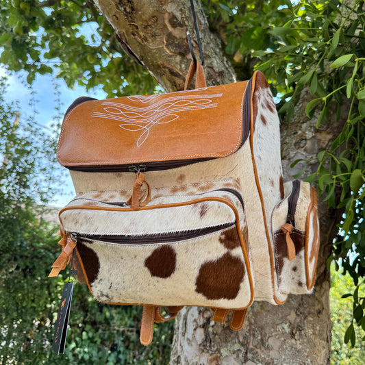 Handmade Leather & Cowhide Backpack - JayKayBoutiqueOnline