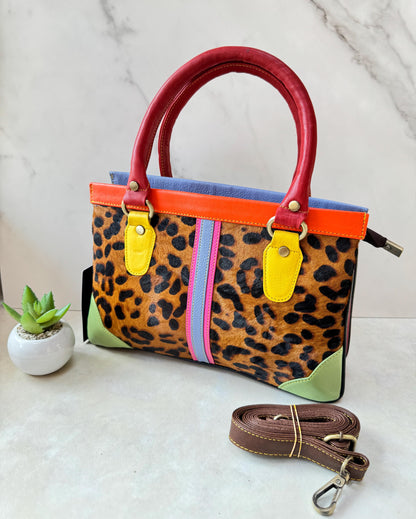 Coloured Leather Hair-on Hide Handbag - JayKayBoutiqueOnline