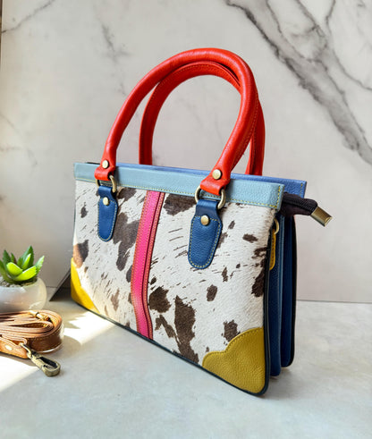 Coloured Leather Hair-on Hide Handbag - JayKayBoutiqueOnline