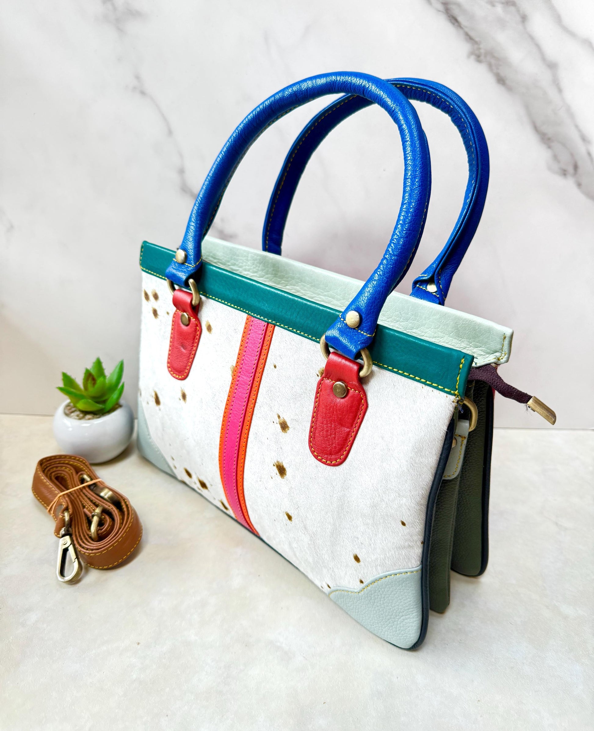 Coloured Leather Hair-on Hide Handbag - JayKayBoutiqueOnline