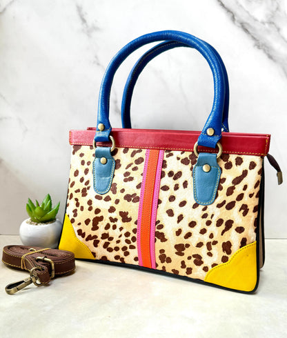 Coloured Leather Hair-on Hide Handbag - JayKayBoutiqueOnline