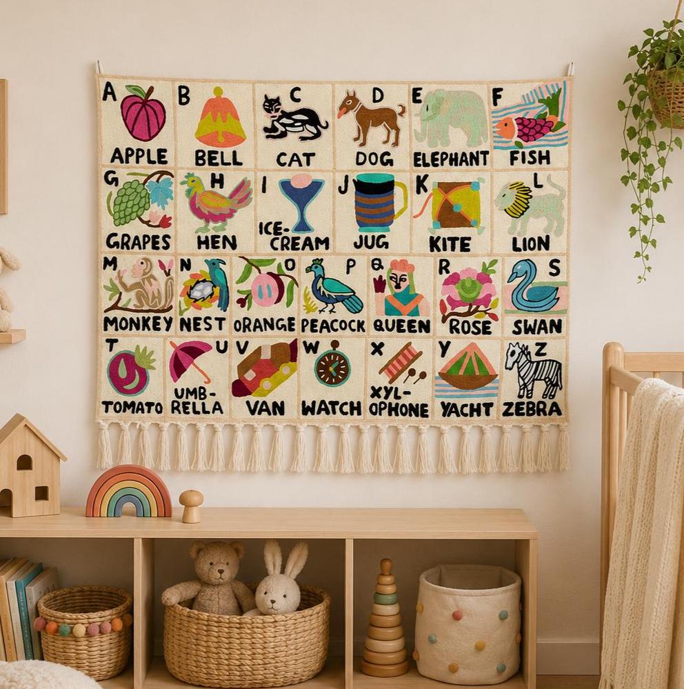 Handmade Alphabet Tapestry for Babies and Kids in Landscape Wall Hanging - JayKayBoutiqueOnline