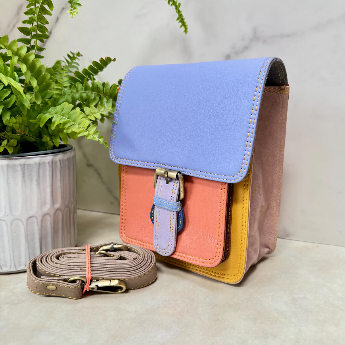 Recycled Leather Crossbody Satchel - JayKayBoutiqueOnline