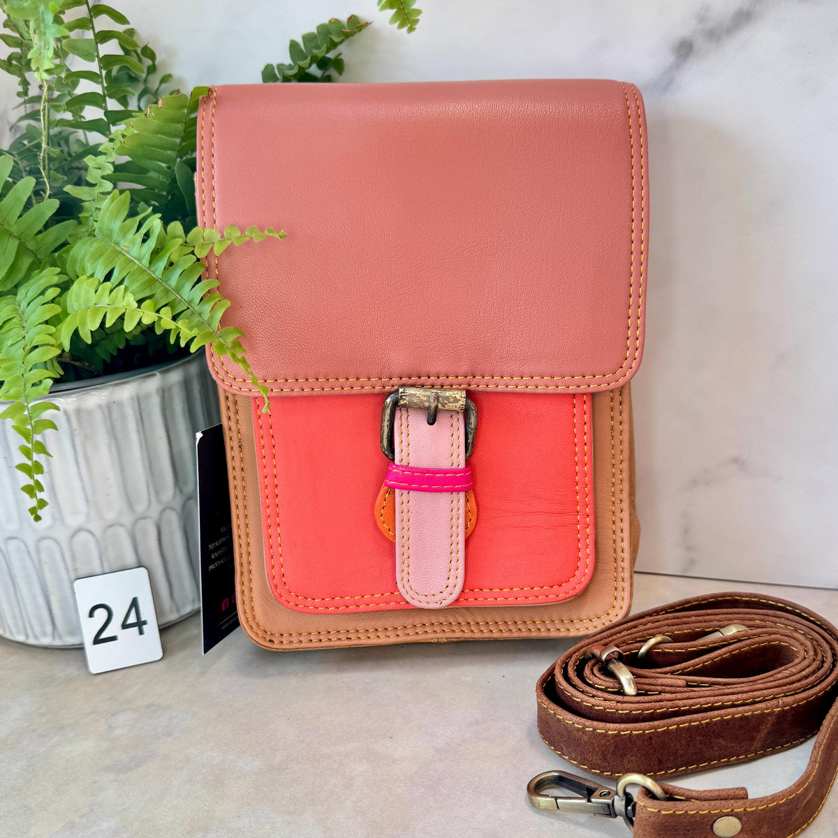 Recycled Leather Crossbody Satchel - JayKayBoutiqueOnline