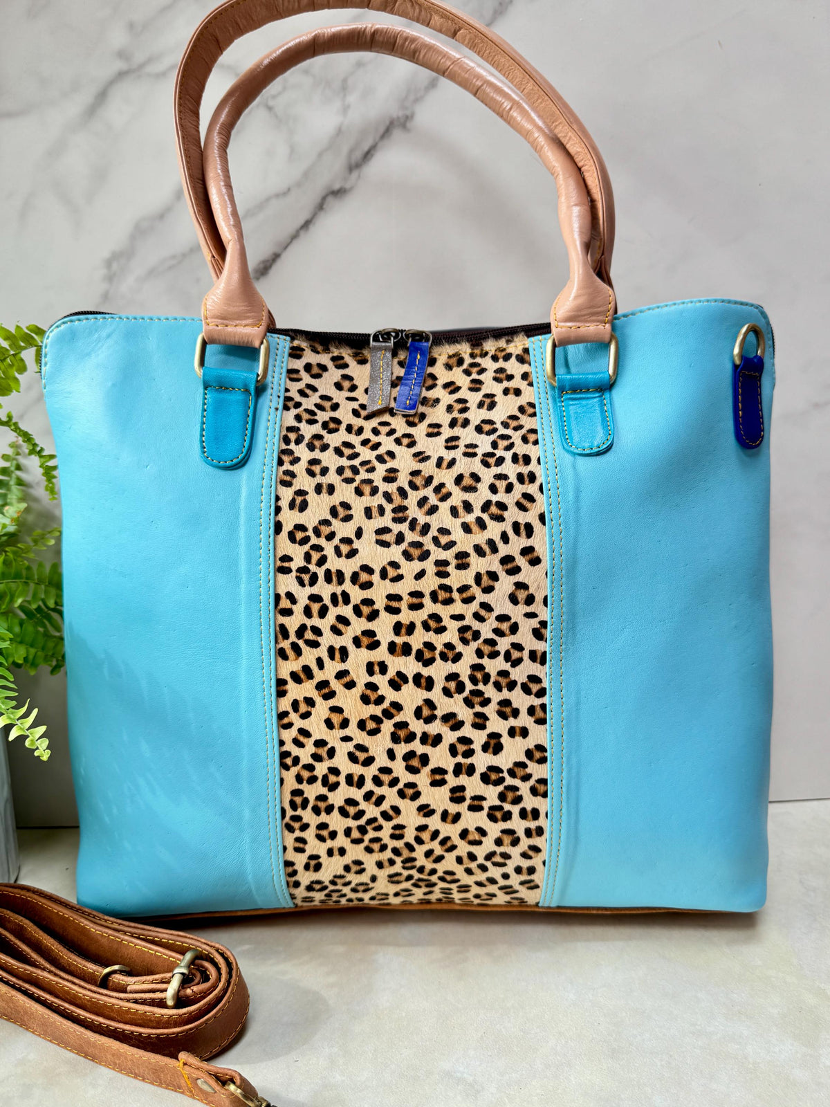 Recycled Coloured Leather Laptop Tote Bag, Padded Internal Section - JayKayBoutiqueOnline