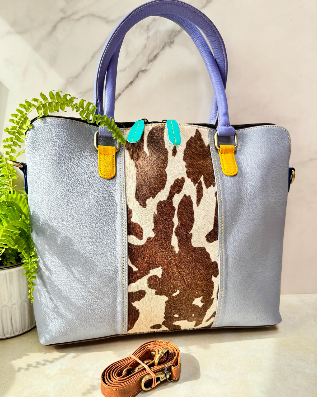 Recycled Coloured Leather Laptop Tote Bag, Padded Internal Section - JayKayBoutiqueOnline