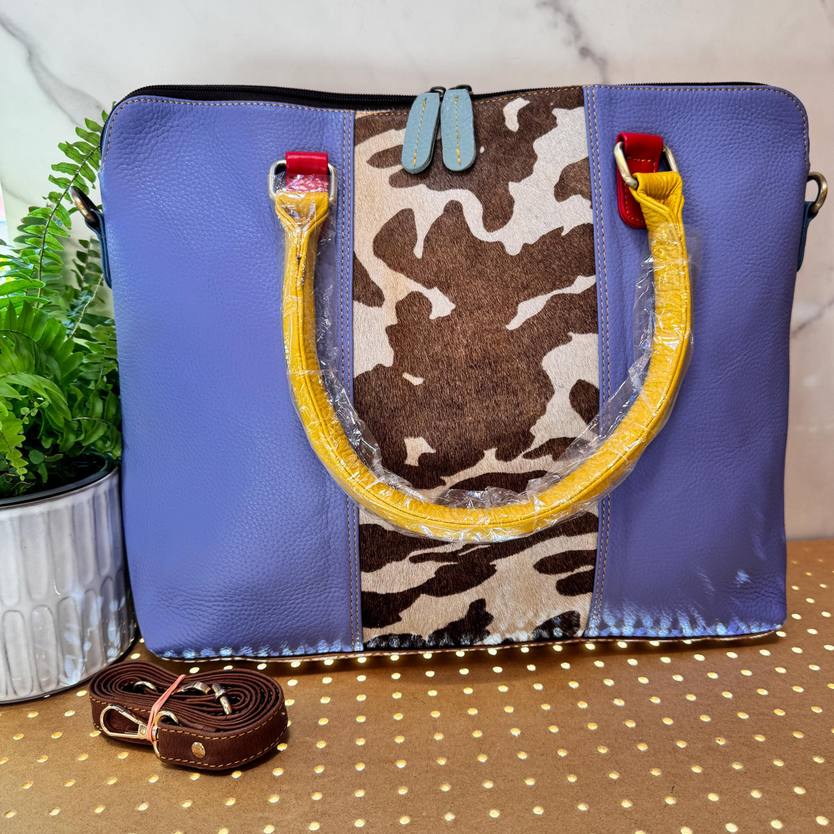 Recycled Coloured Leather Laptop Tote Bag, Padded Internal Section - JayKayBoutiqueOnline