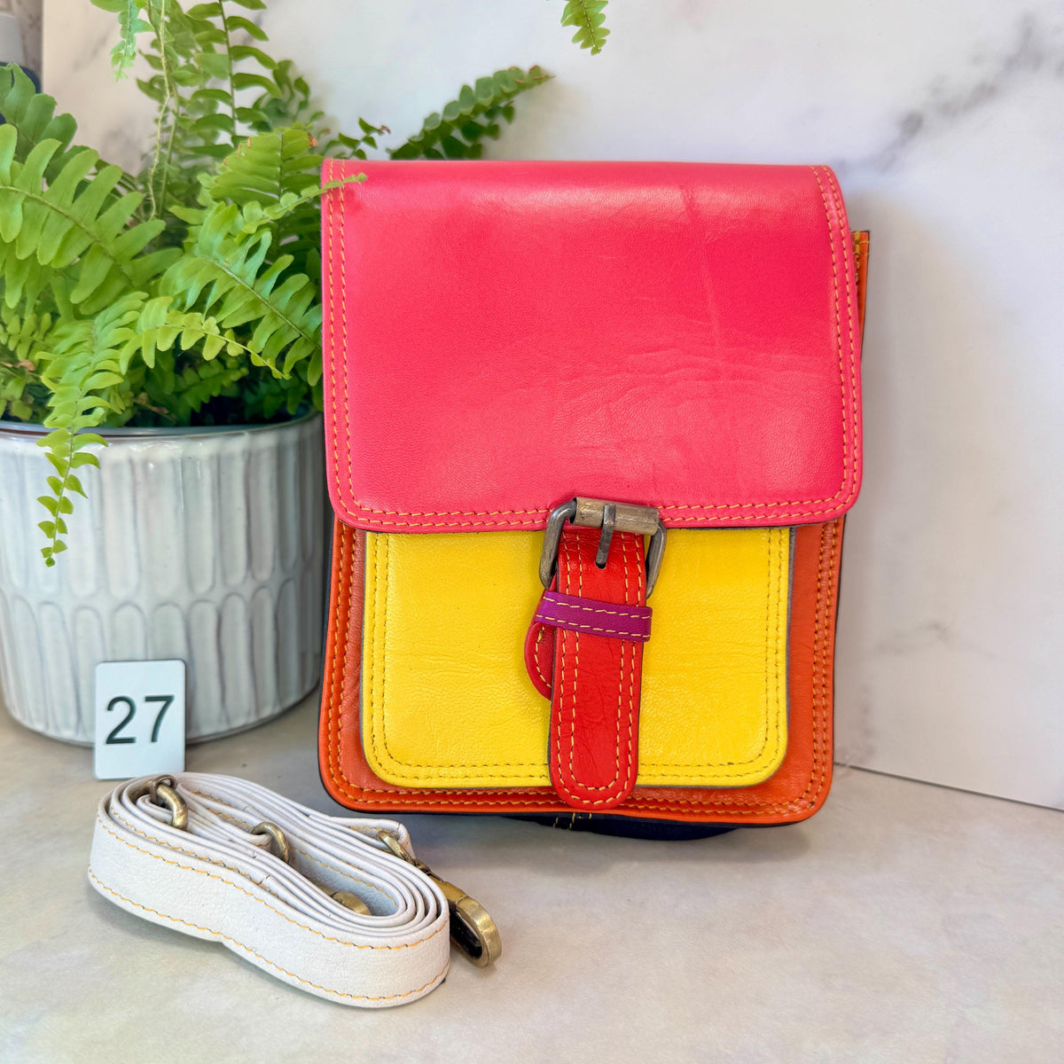 Recycled Leather Crossbody Satchel - JayKayBoutiqueOnline