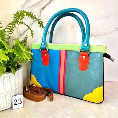 Coloured Leather Handbag, 2-in-1 - JayKayBoutiqueOnline