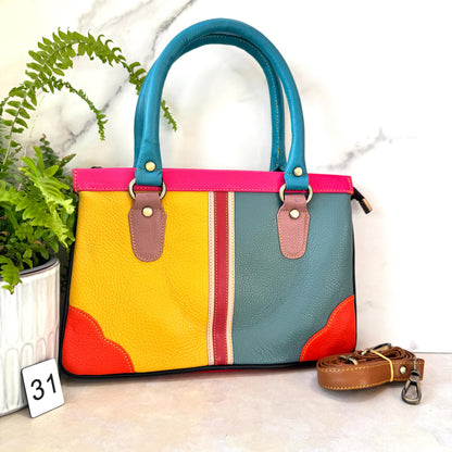 Coloured Leather Handbag, 2-in-1 - JayKayBoutiqueOnline