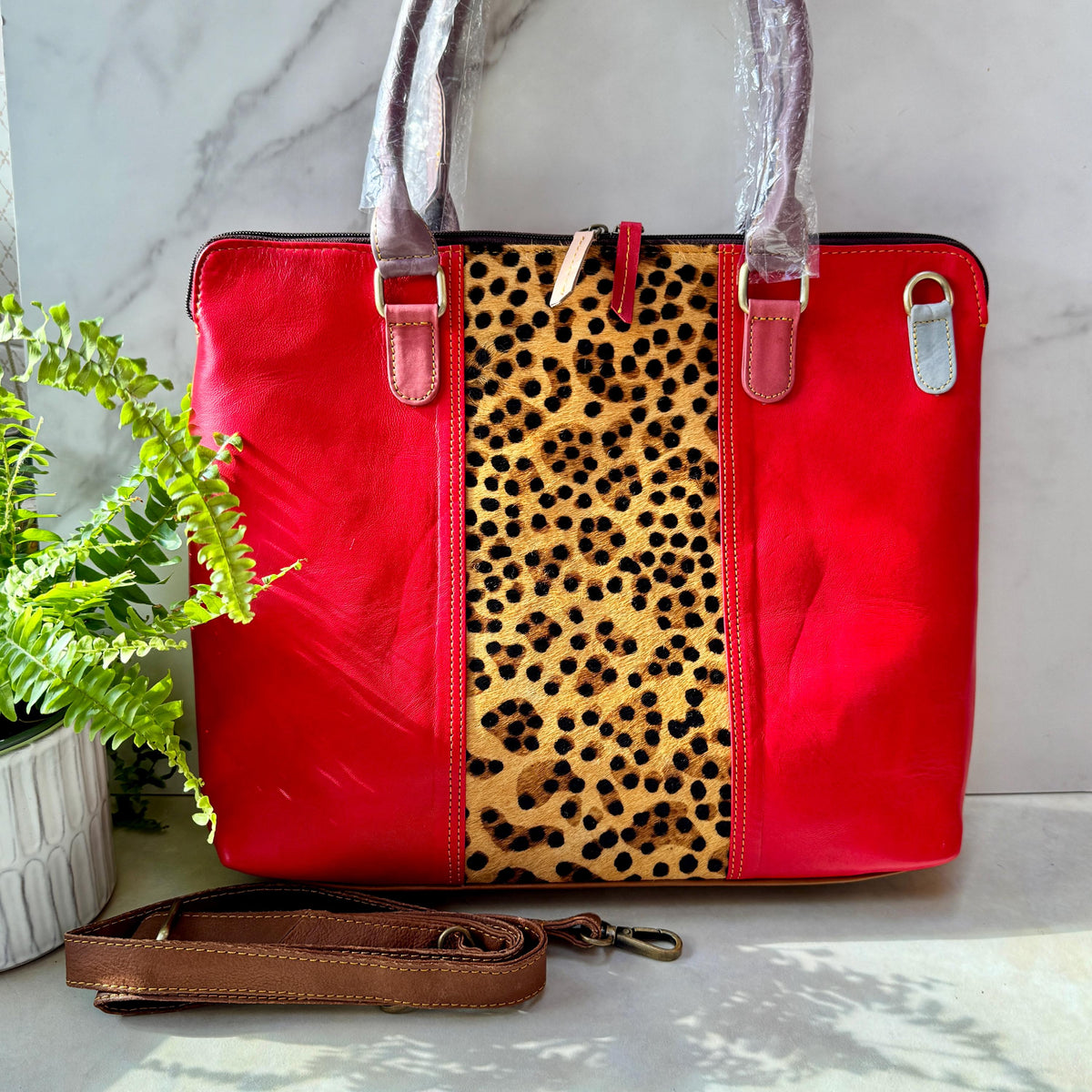Recycled Coloured Leather Laptop Tote Bag, Padded Internal Section - JayKayBoutiqueOnline