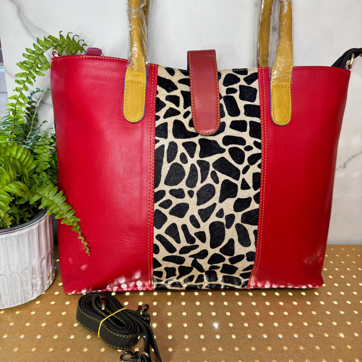 Recycled Leather Laptop Tote - JayKayBoutiqueOnline