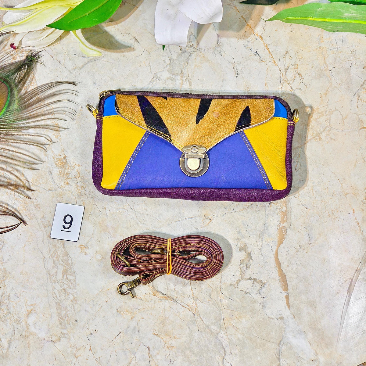 Upcycled Coloured Leather Hair on Hide Animal Print Crossbody Pouch - JayKayBoutiqueOnline