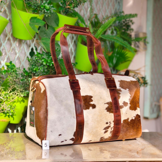 Cowhide Leather Medium Duffle Bag - JayKayBoutiqueOnline