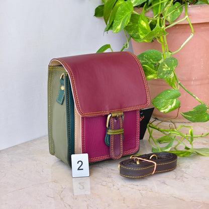 Recycled Coloured Leather Crossbody Satchel - JayKayBoutiqueOnline