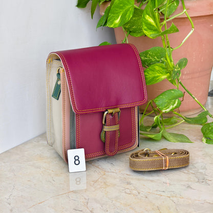 Recycled Coloured Leather Crossbody Satchel - JayKayBoutiqueOnline