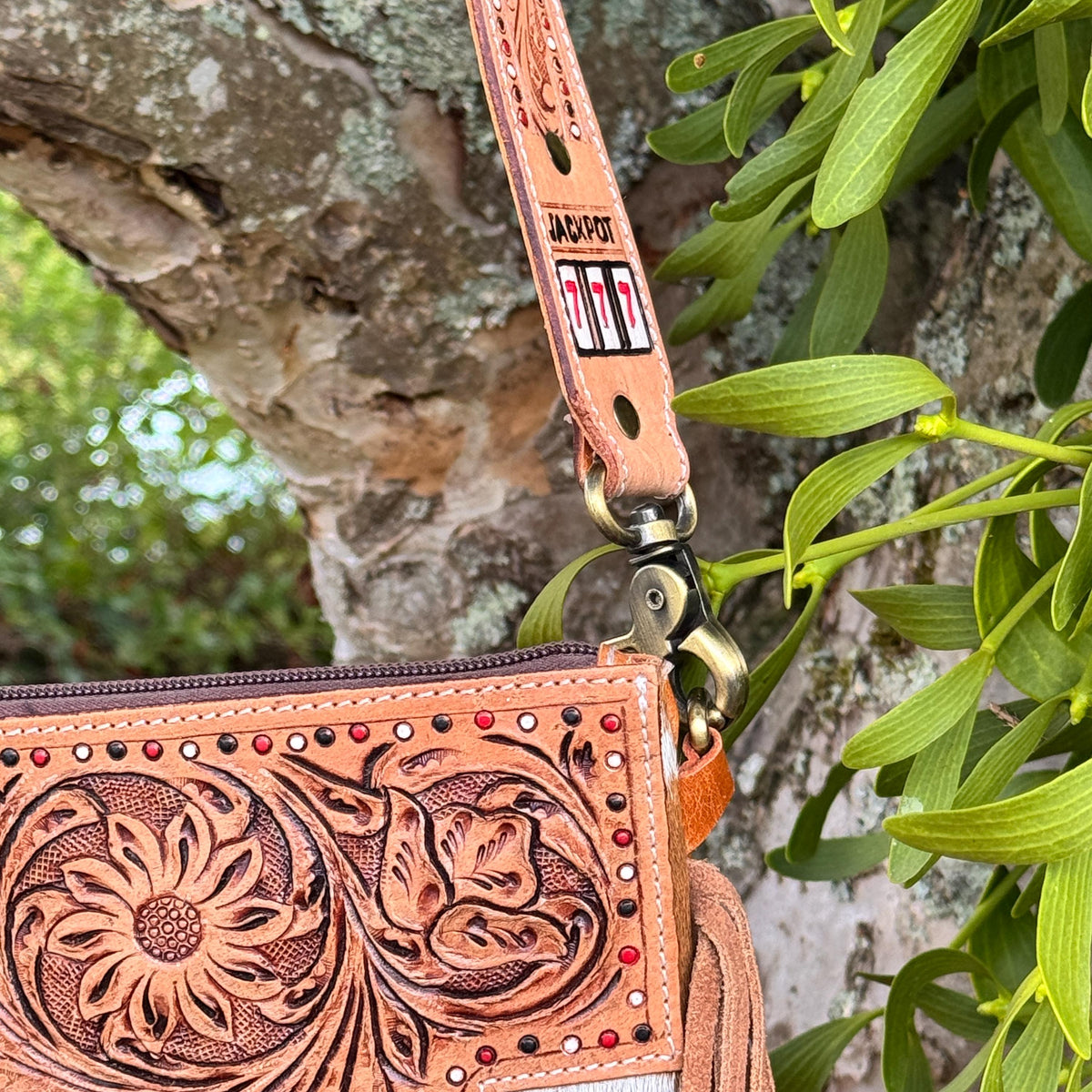 Cowhide Fringed Tooled Leather Cross Body Shoulder Bag or Clutch - JayKayBoutiqueOnline